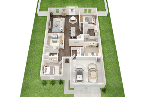 Floor plan for 4 beds, 2 baths, 1827 sqft